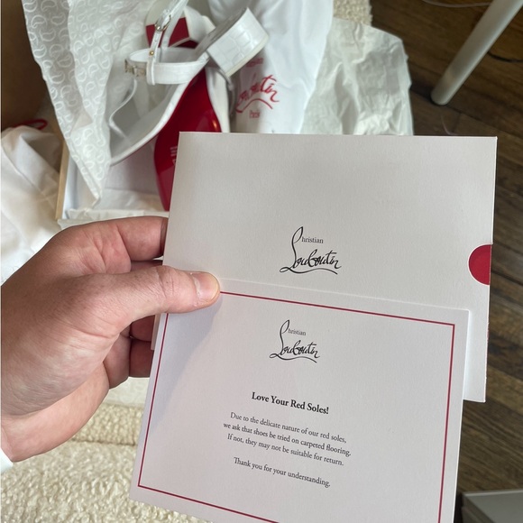 Christian Louboutin leather chain red sole slingback sandals white - Picture 8 of 12